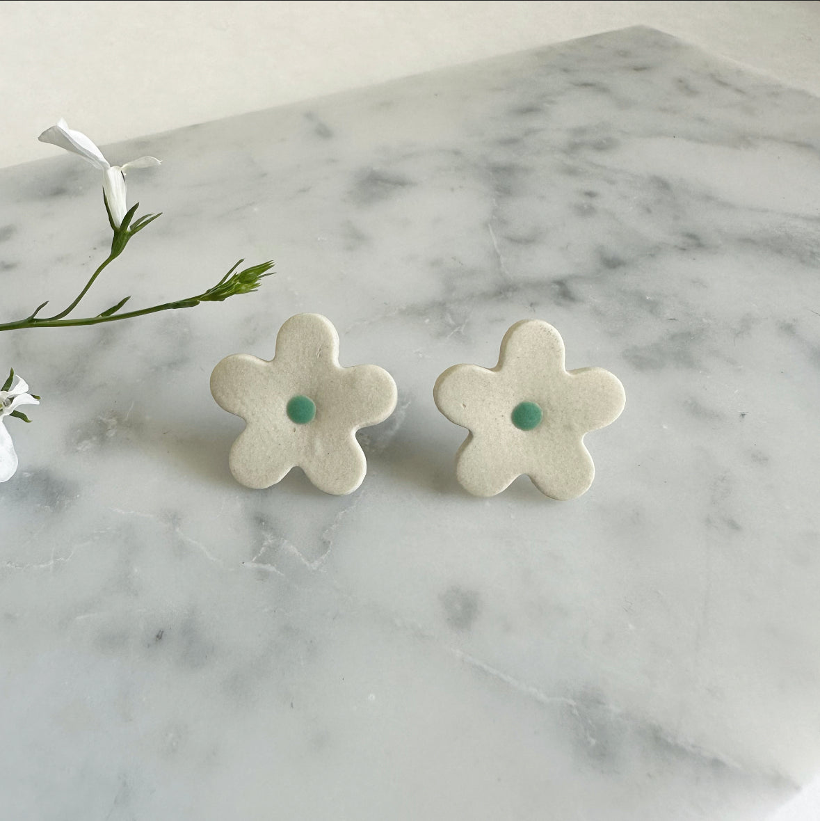 FLOWER Porcelain Earrings - Large