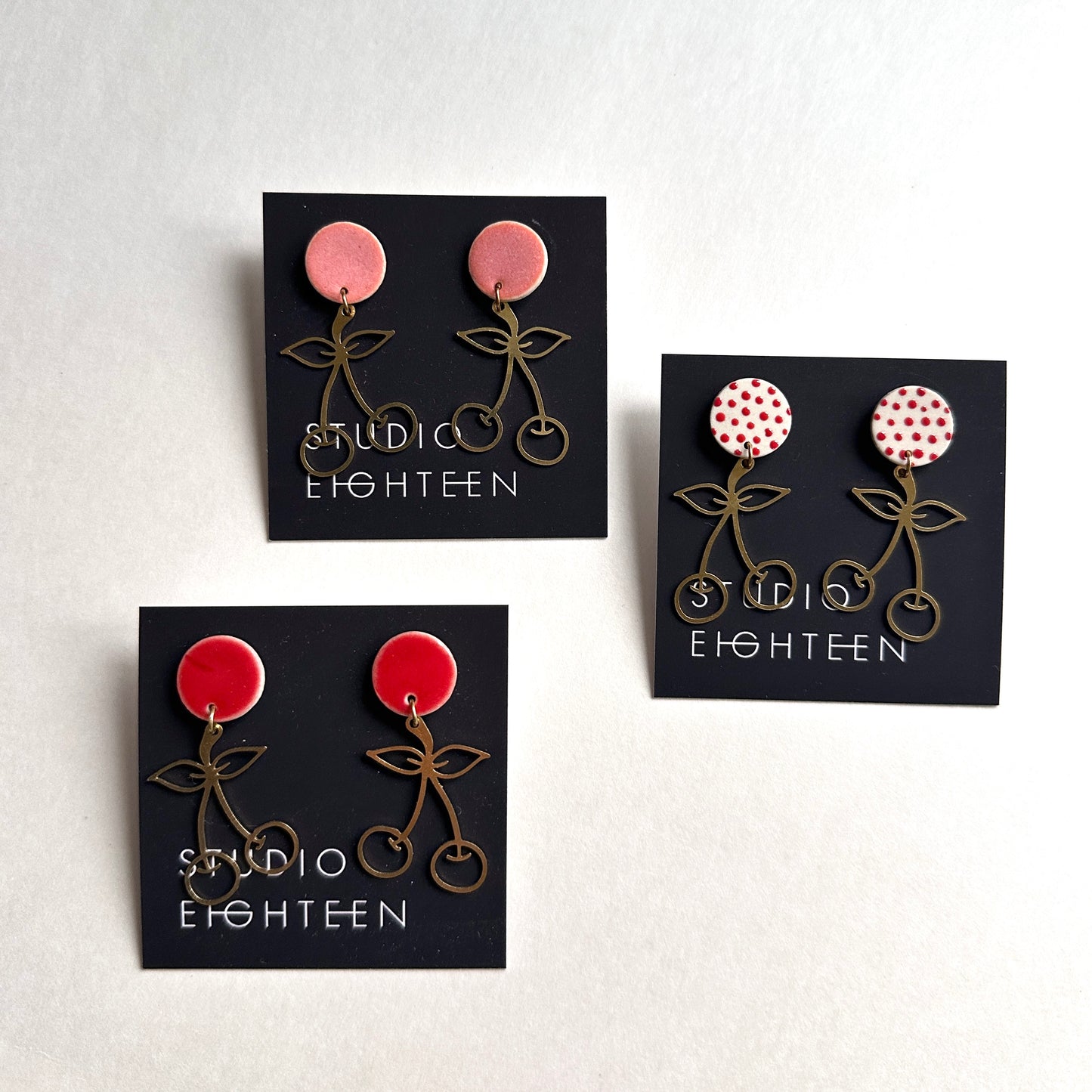CHERRY Porcelain + Brass Earrings