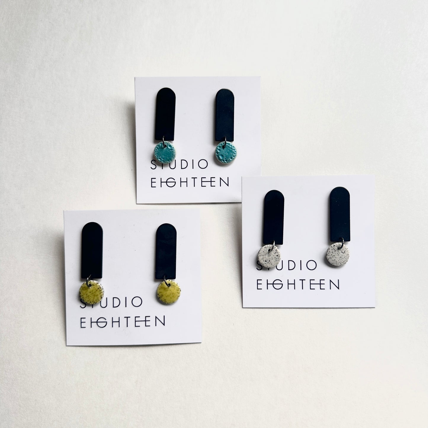 COLUMN Porcelain + Oxidised Brass Earrings