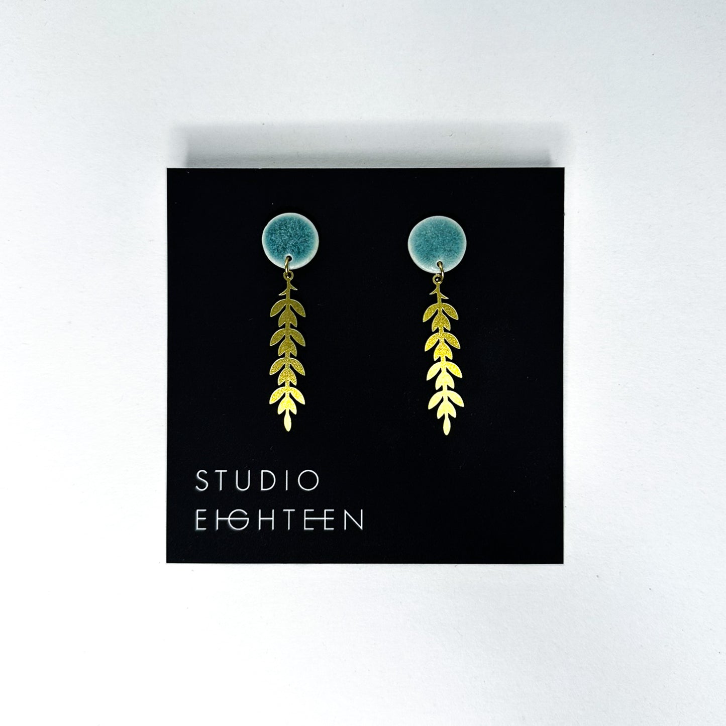 VINE Brass + Porcelain Earrings
