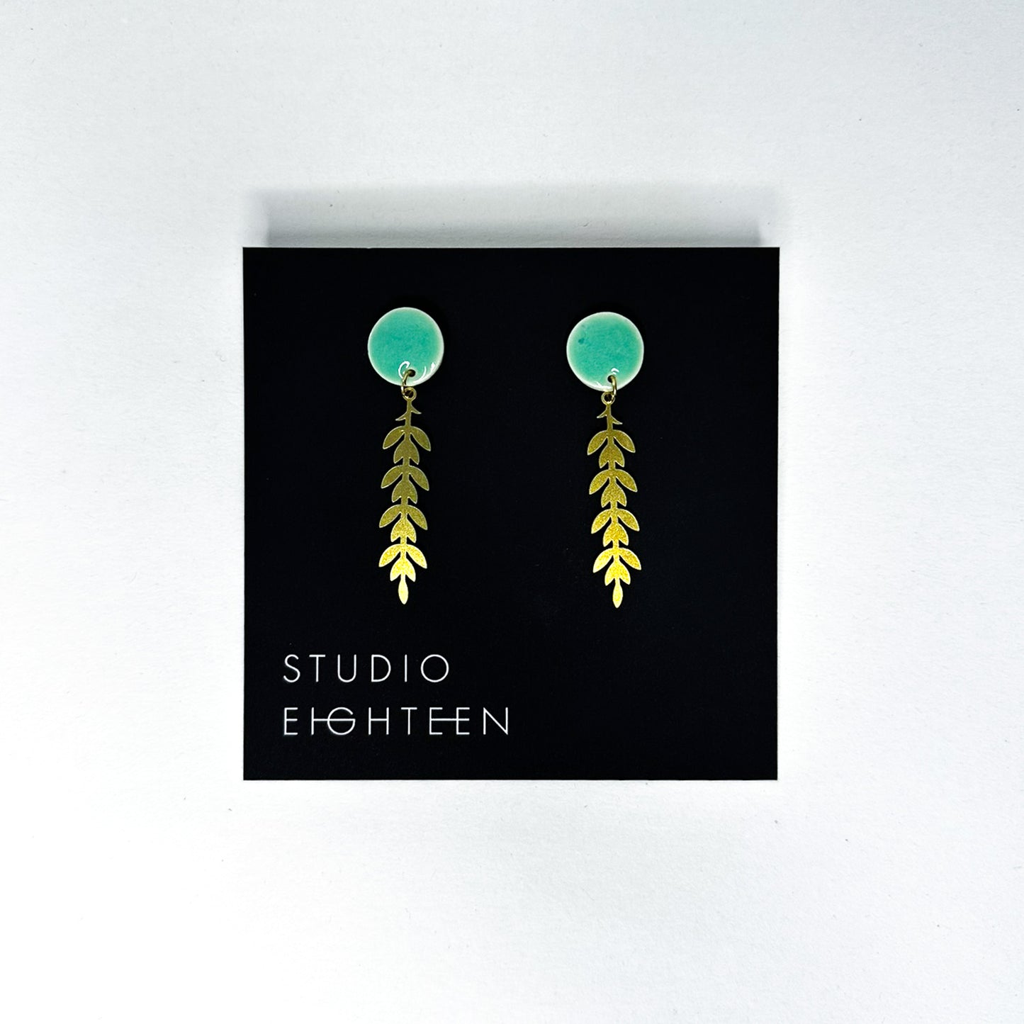 VINE Brass + Porcelain Earrings