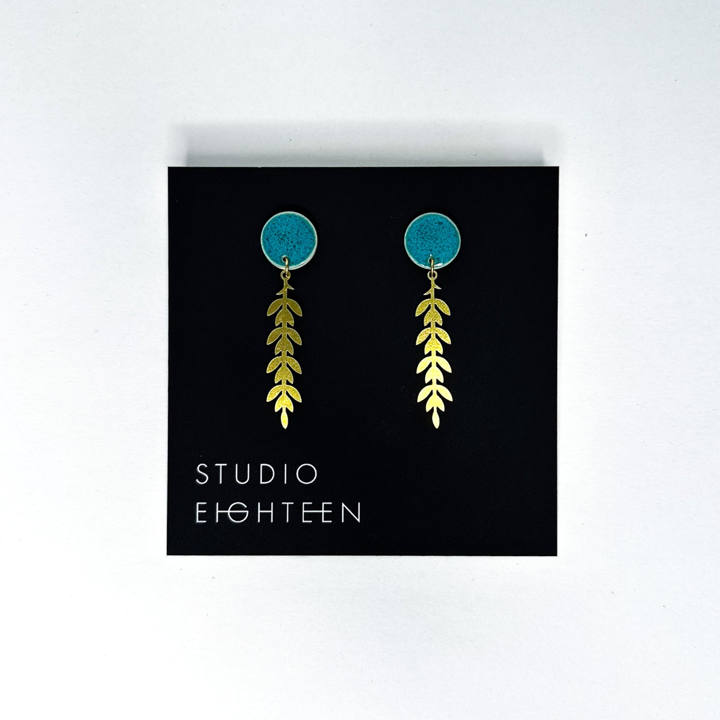 VINE Brass + Porcelain Earrings