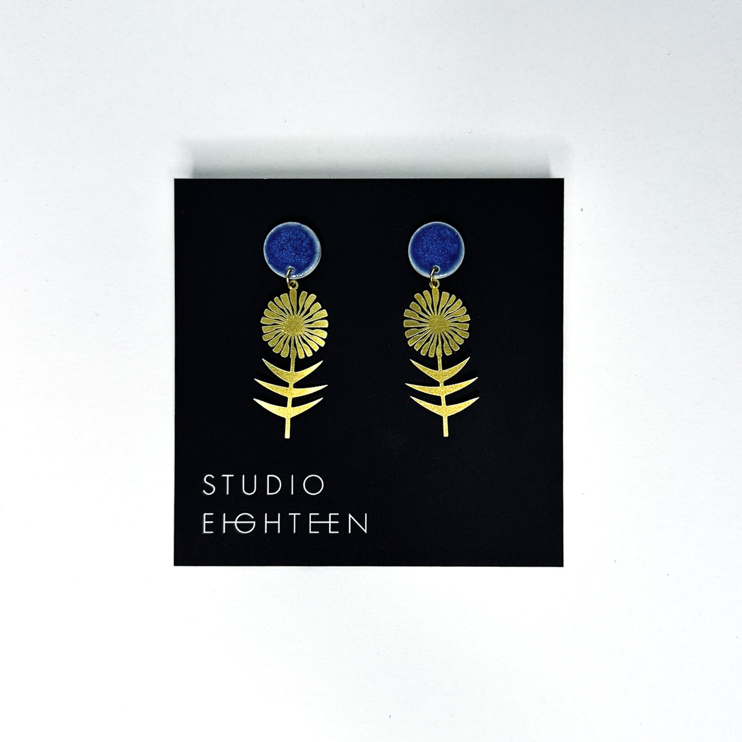SUNFLOWER Brass + Porcelain Earrings