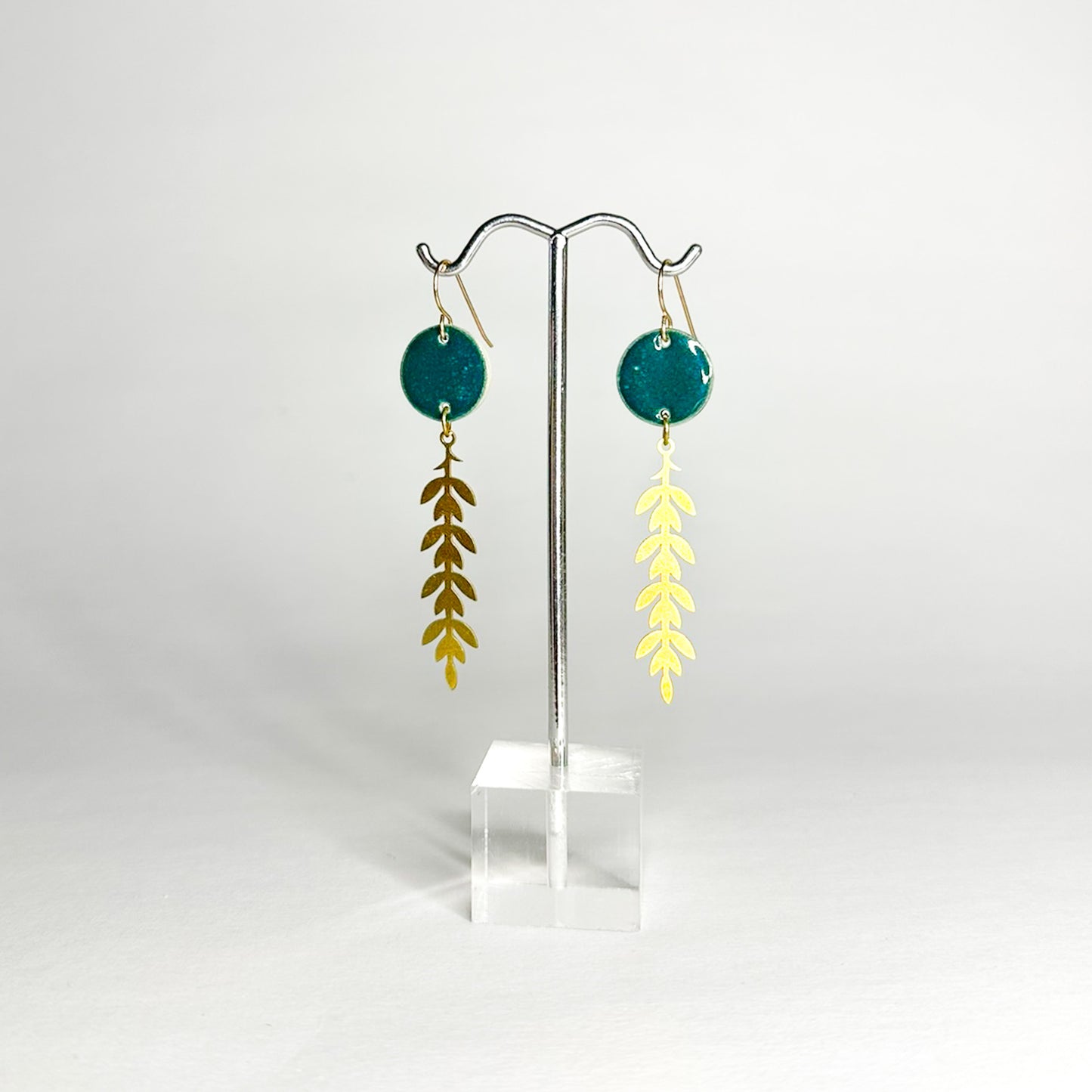 VINE Brass + Porcelain Earrings