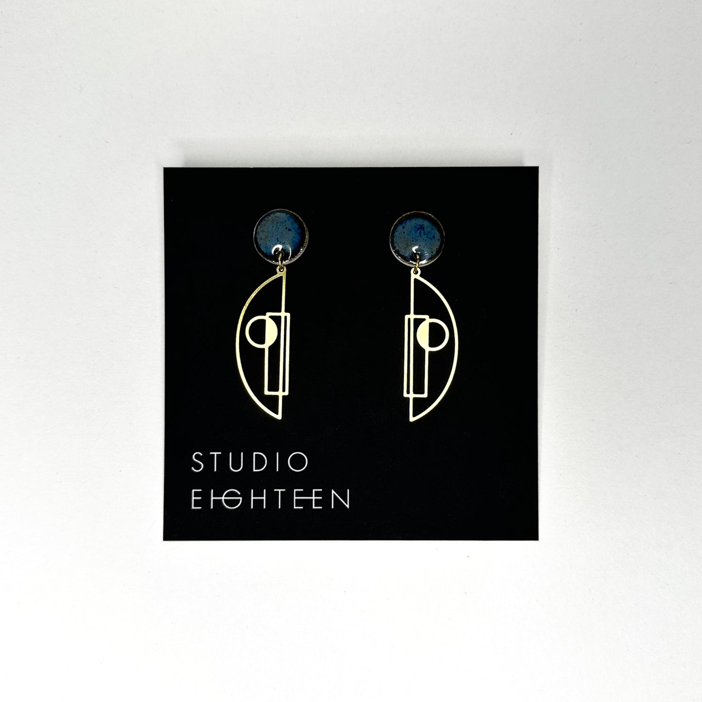 GEOMETRIC FACE Porcelain + Brass Earrings
