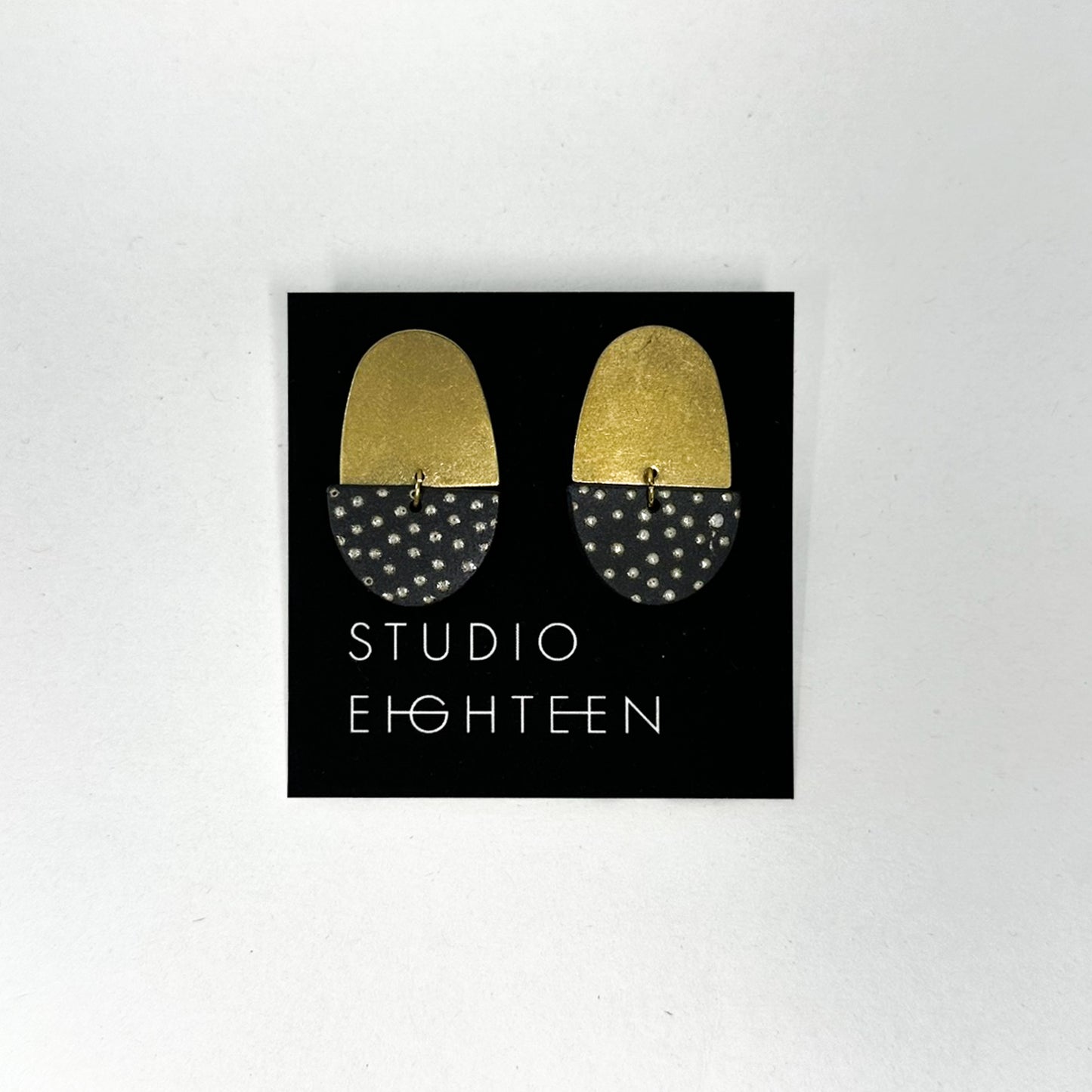 ELLIPSE Porcelain + Brass Earrings