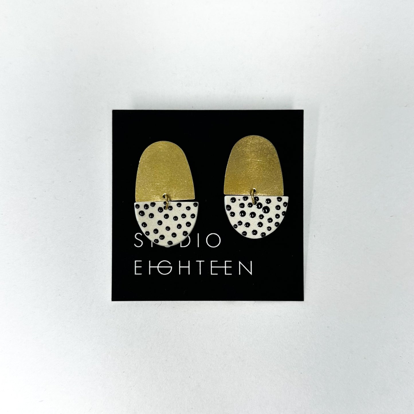 ELLIPSE Porcelain + Brass Earrings