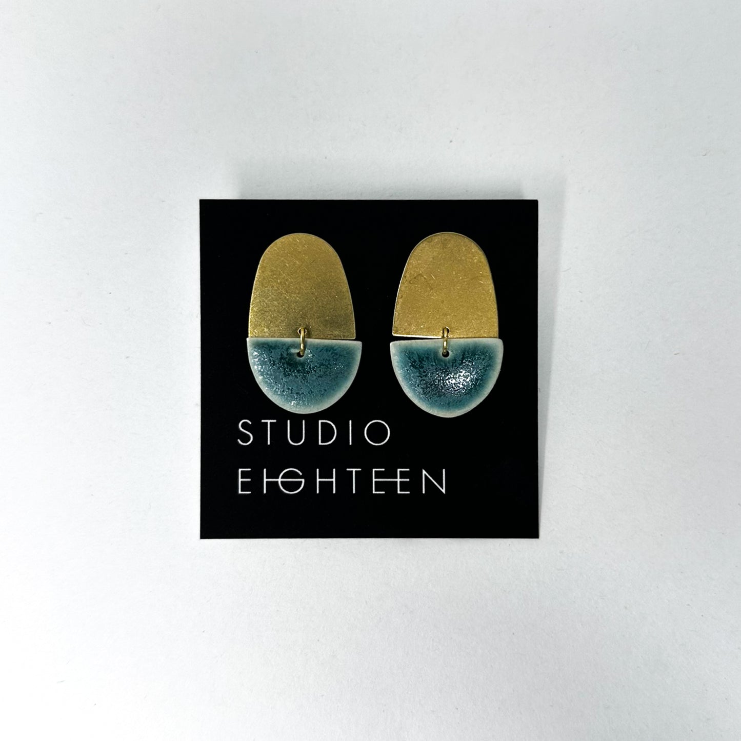 ELLIPSE Porcelain + Brass Earrings