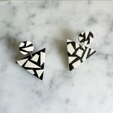 Load image into Gallery viewer, CIRCLE + TRIANGLE Ceramic Drop Earrings
