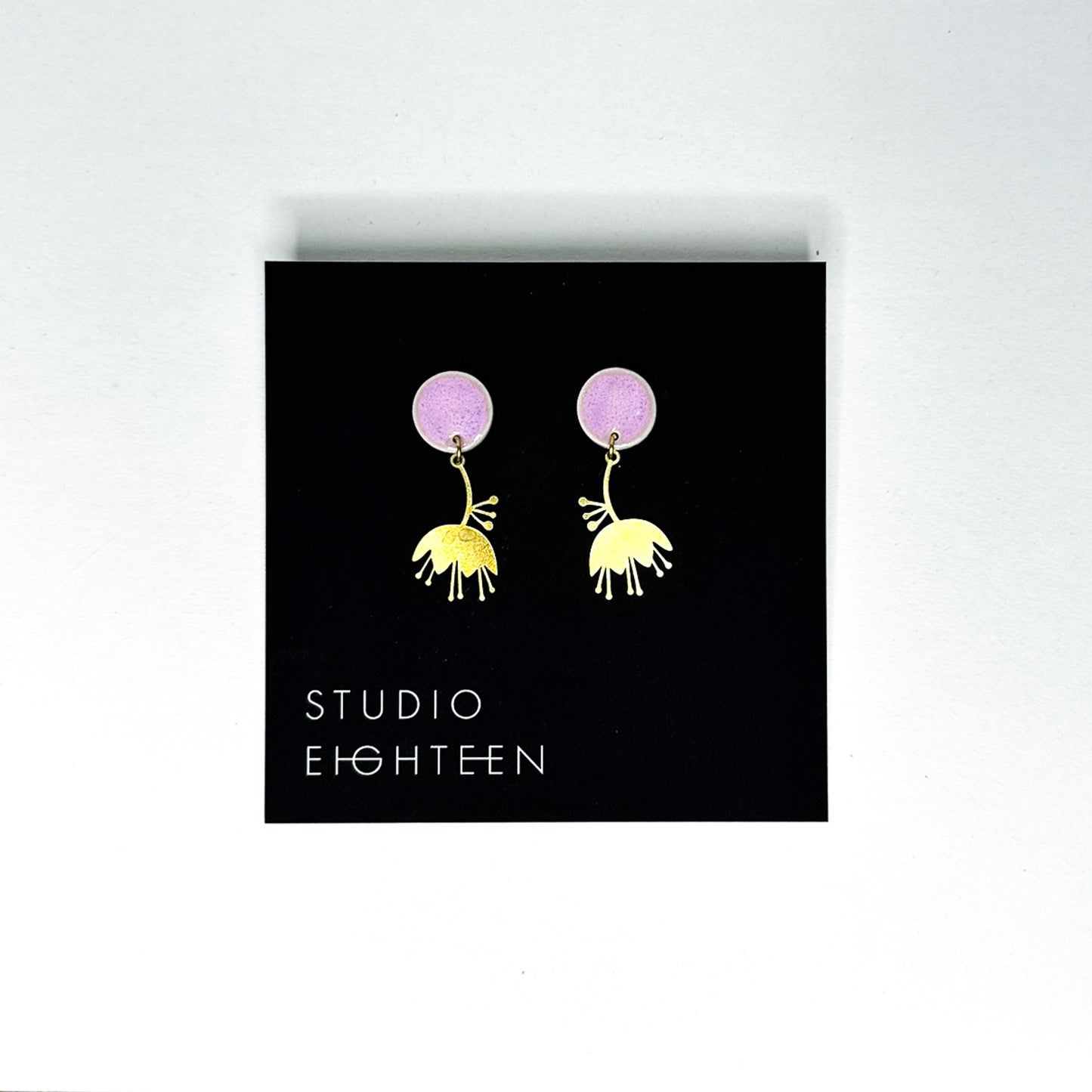 SNOWBELL Porcelain + Brass Earrings