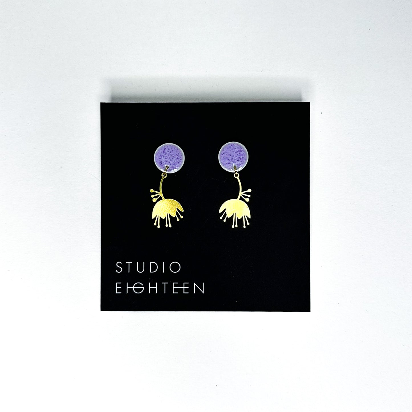 SNOWBELL Porcelain + Brass Earrings