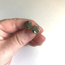 Load image into Gallery viewer, Hexgaon shaped ceramic stud earrings with mirror glaze
