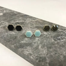 Load image into Gallery viewer, Hexgaon shaped ceramic stud earrings in a variety of colours
