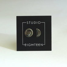 Load image into Gallery viewer, Semi circle shaped, ceramic stud earrings with mirror glaze.
