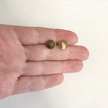 Load image into Gallery viewer, Circle ceramic stud earrings with bronze glaze
