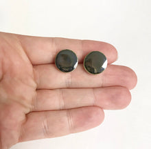 Load image into Gallery viewer, Circle, ceramic stud earrings with mirror glaze.
