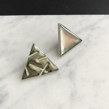 Load image into Gallery viewer, Large triangle ceramic stud earrings with mirror glaze
