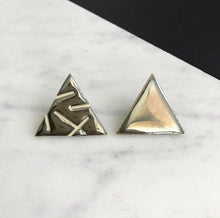 Load image into Gallery viewer, Large triangle ceramic stud earrings with mirror glaze

