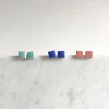 Load image into Gallery viewer, Square ceramic stud earrings in a variety of colours
