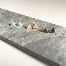 Load image into Gallery viewer, Triangle ceramic stud earrings in a variety of colours

