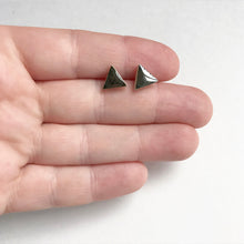Load image into Gallery viewer, Triangle ceramic stud earrings with mirror glaze
