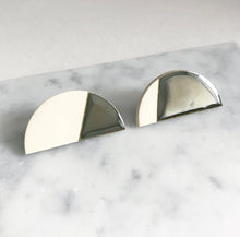 Load image into Gallery viewer, Large semi circle ceramic stud earrings with mirror glaze
