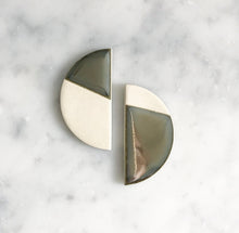 Load image into Gallery viewer, Large semi circle ceramic stud earrings with mirror glaze
