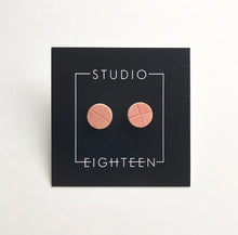 Load image into Gallery viewer, Circle ceramic stud earrings with pink glaze
