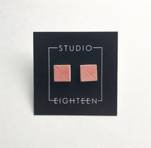 Load image into Gallery viewer, Square ceramic stud earrings with pink glaze
