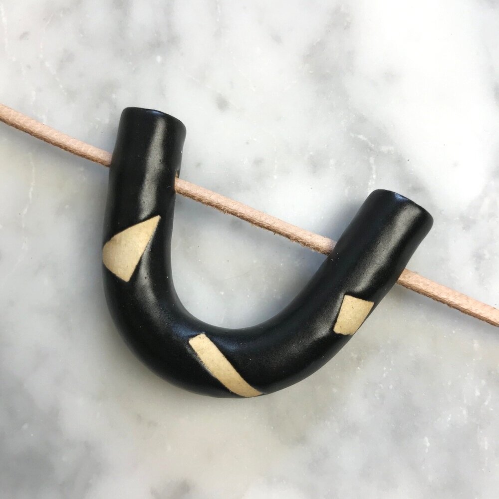 U Ceramic Necklace - Small with pattern